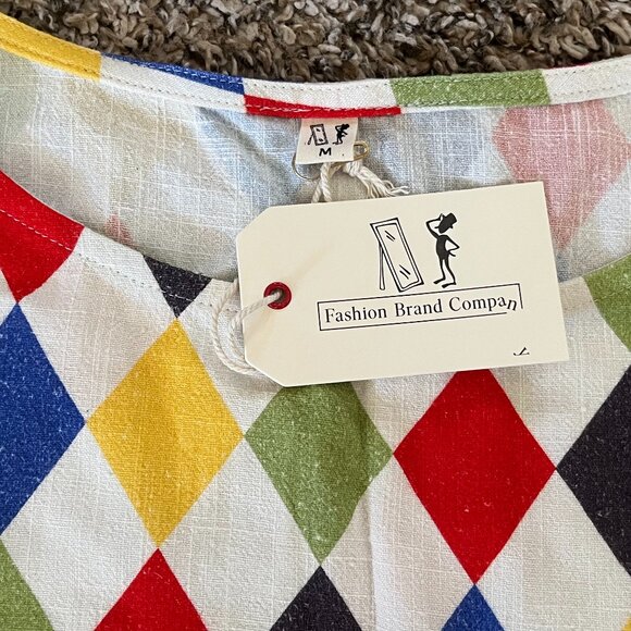 NWT Fashion Brand Company Shift Tank Soft Linen Harlequin - Picture 4 of 5